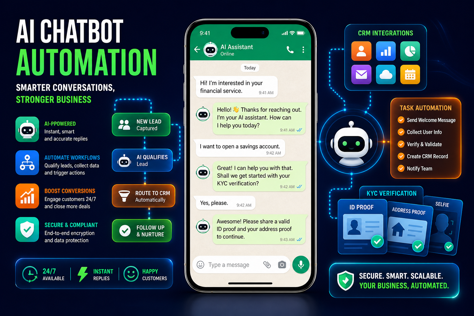 AI chatbot automation interface for business workflows